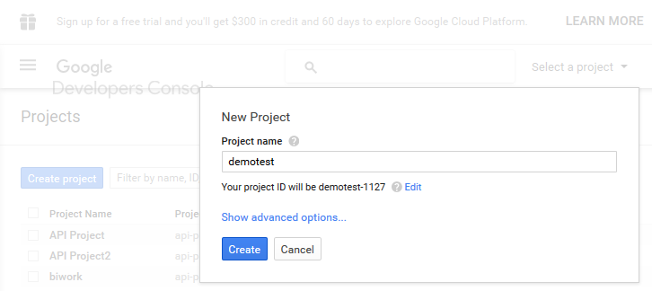 Создание приложения Google