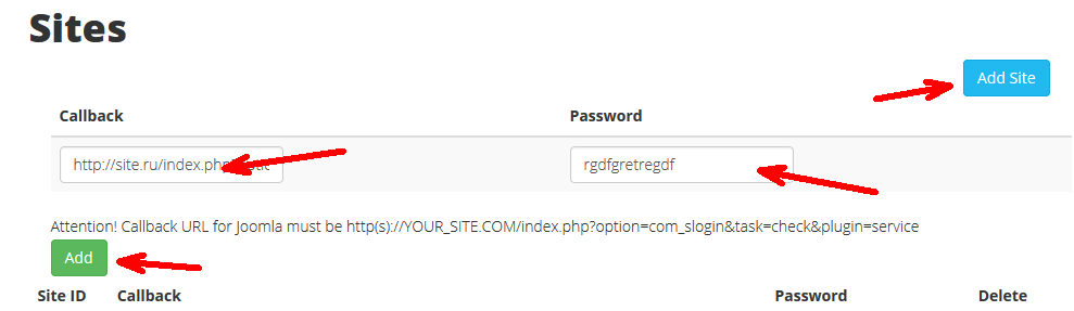 настройка сервиса slogin.info